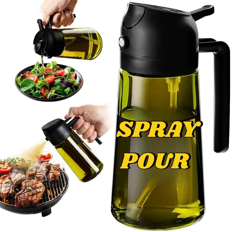 2 in 1 Dark Olive Oil Sprayer and Dispenser Black Lightproof Oil Spray Bottle for Cooking Salad BBQ Kitchen Barbecue Tools Zpaxo BLACK