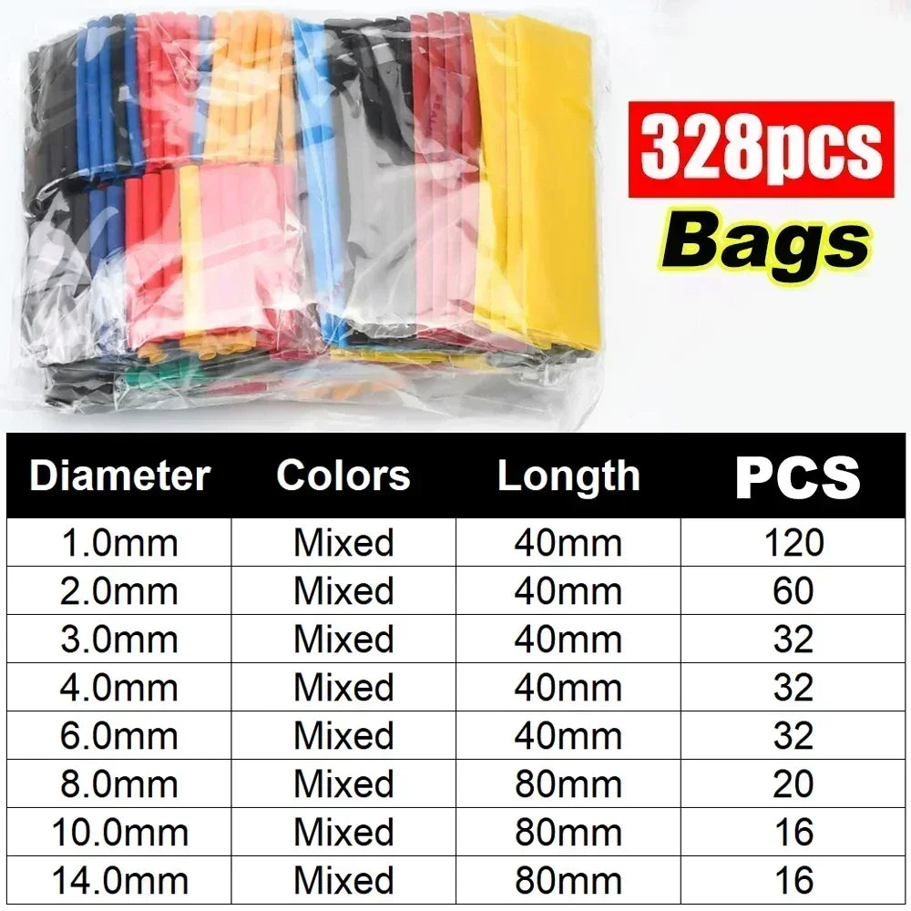 Heat Shrink Sleeving Tube Kit Wire Electrical Connection Wire Wrap Cable Protection Thermoresistant Tubing Wrapping Insulation Zpaxo 328pcs (bags) Mixed-size