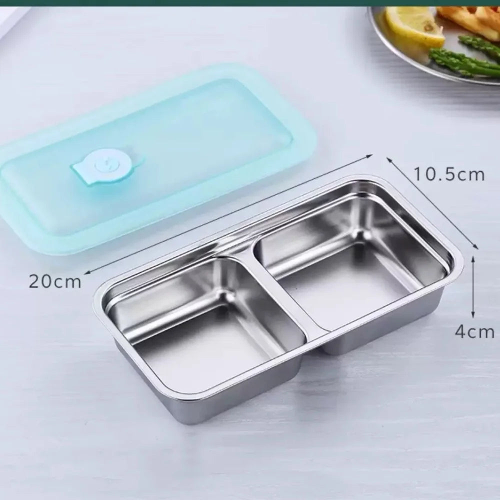 Snack Container Reusable Double-layer Container-stainless Steel Zpaxo Double grid