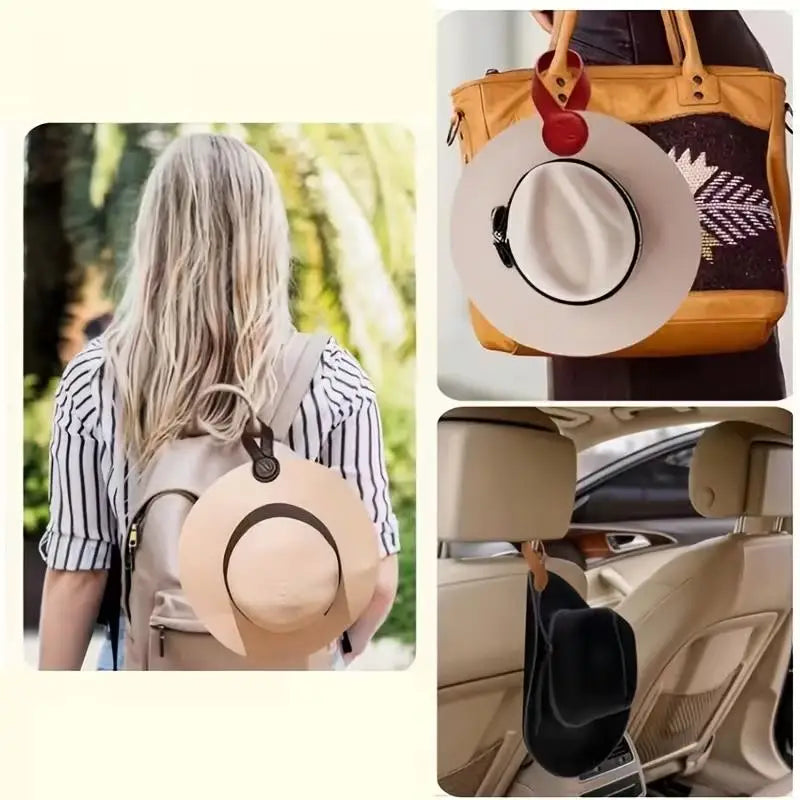 2 Pack PU Leather Hat Clips for Women – Adjustable Cap Holder Purse, Bag & Travel, Fashion Accessory Zpaxo