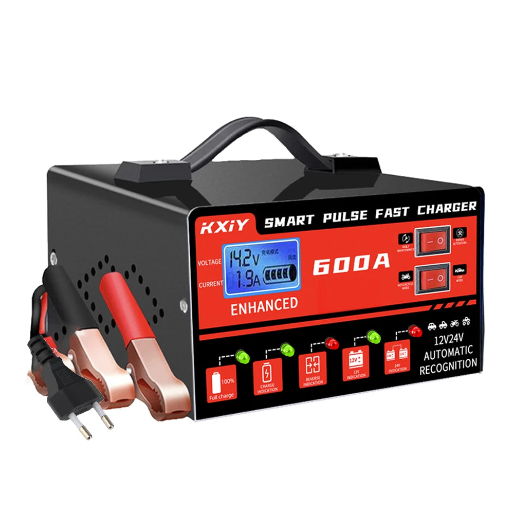 Car Battery Charger 12V 24V 600A Digital LCD Display Automatic Stop