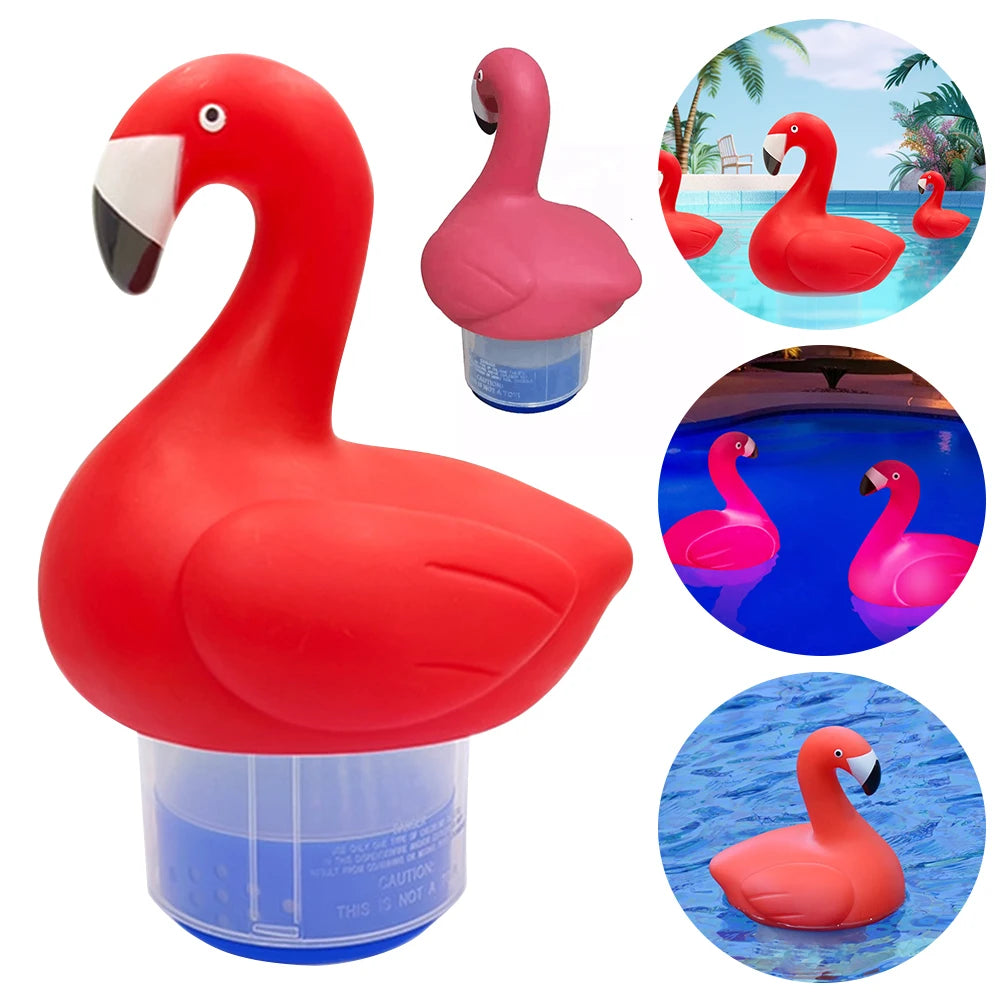 Solar Flamingo Chlorine Floater Glow Dark Floating Water Cleaner