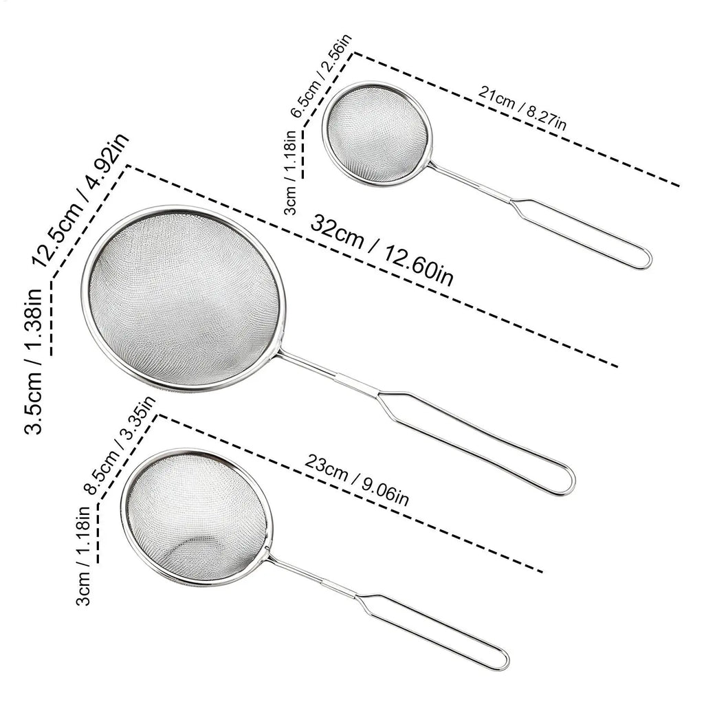 Fine Mesh Strainers Stainless Steel Sieve Kitchen Metal Colander