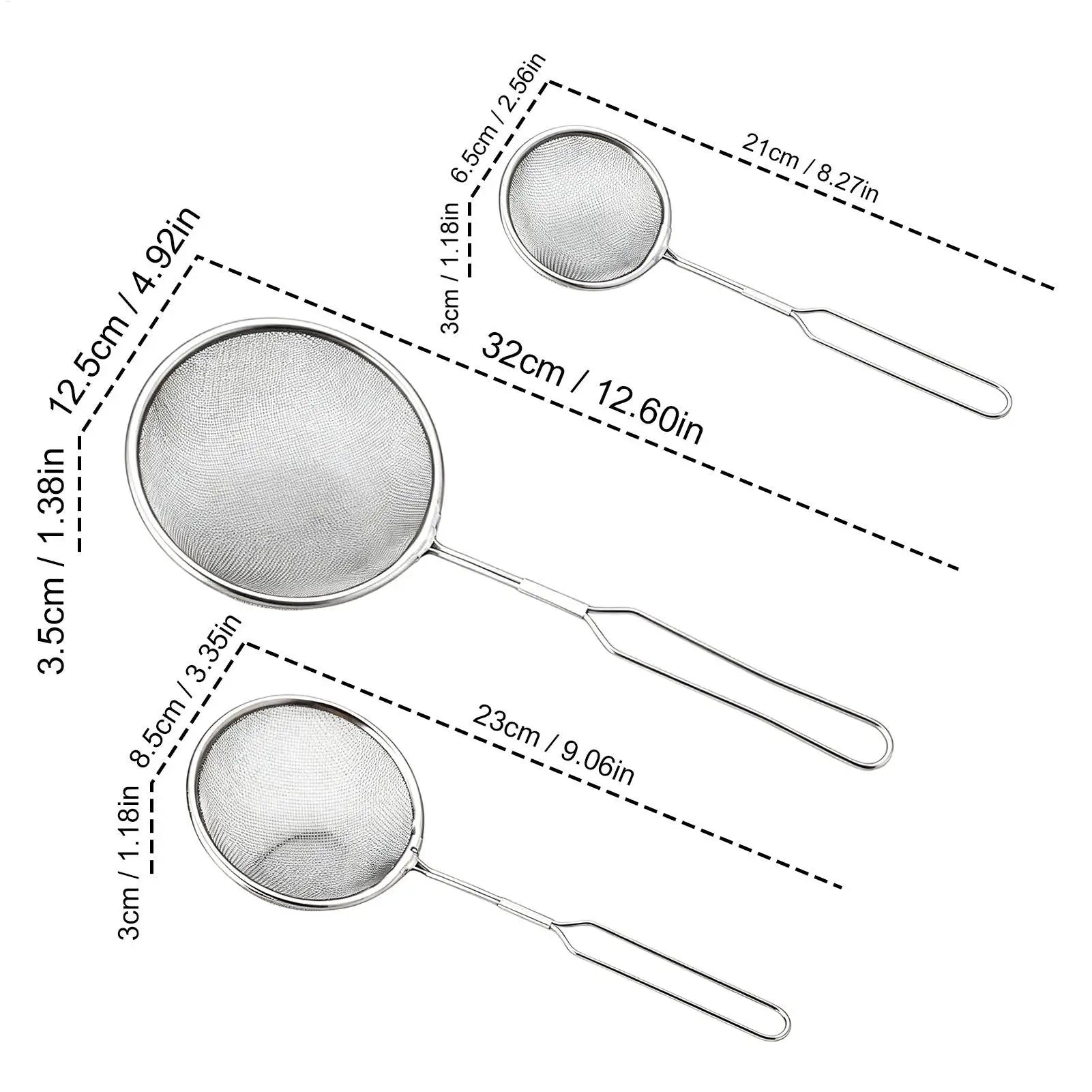 Fine Mesh Strainers Stainless Steel Sieve Kitchen Metal Colander