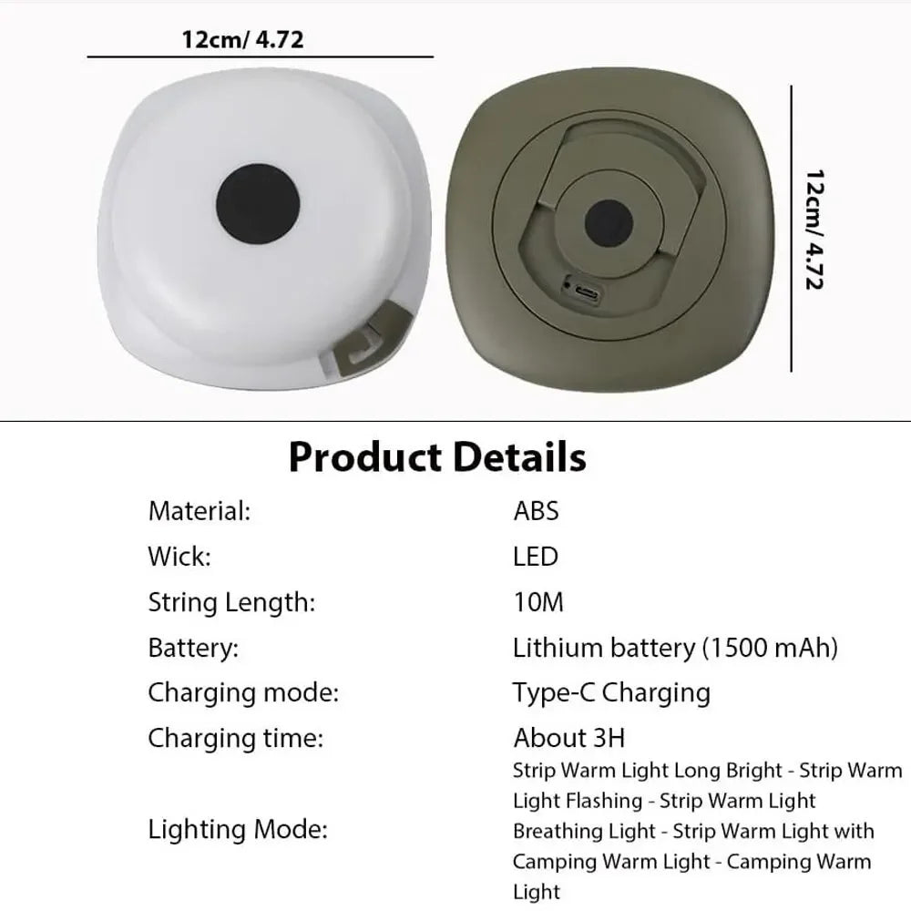 LED Rechargeable Camping Lantern – 10M IPX4 Waterproof Light