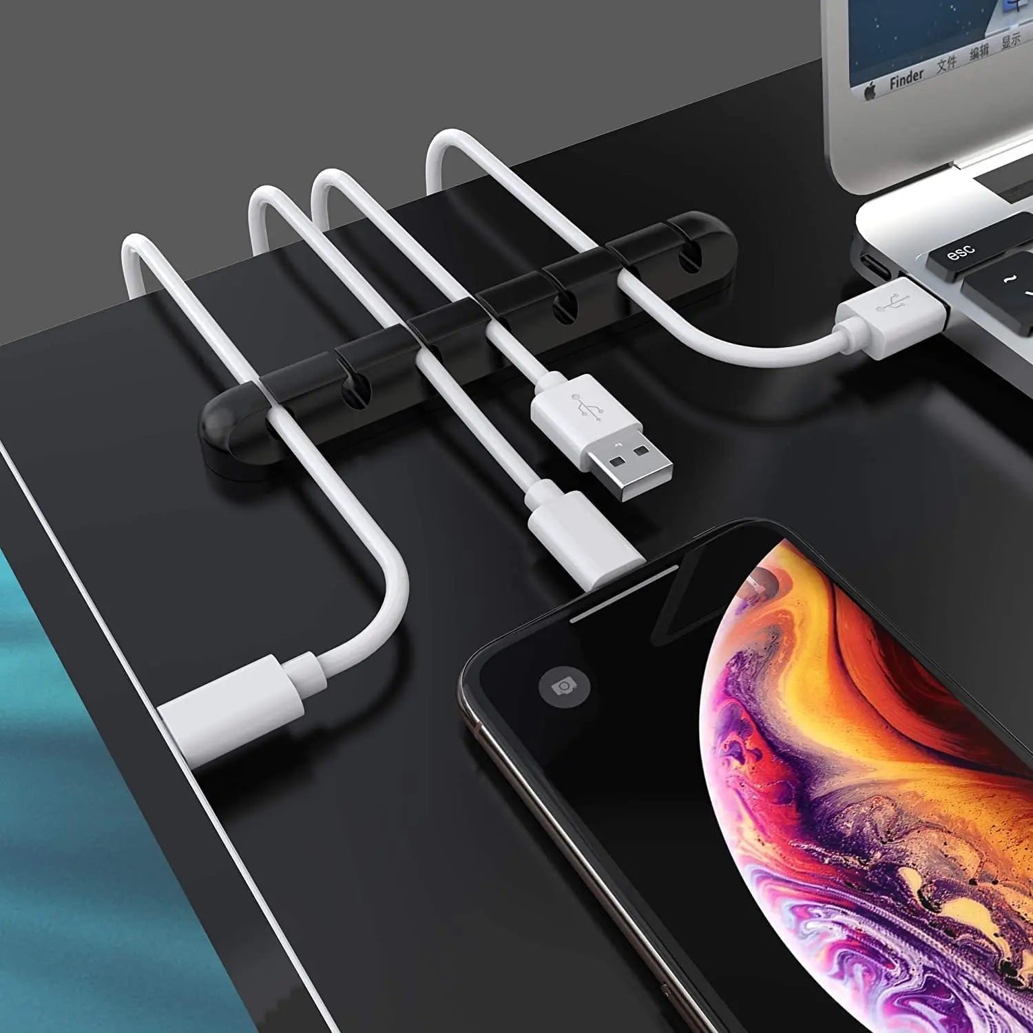 Cable Cord Wire Organizer Silicone USB Winder Management Clips Self Zpaxo