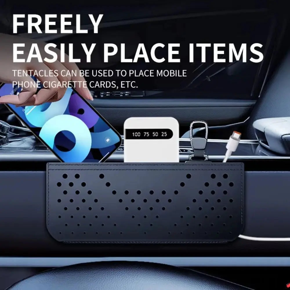 Paste Type Car Mesh Storage Bag Scratch Resistant Space Saving Multi-Functional Hanging Bag PU Leather Durable Car Sundries Box Zpaxo