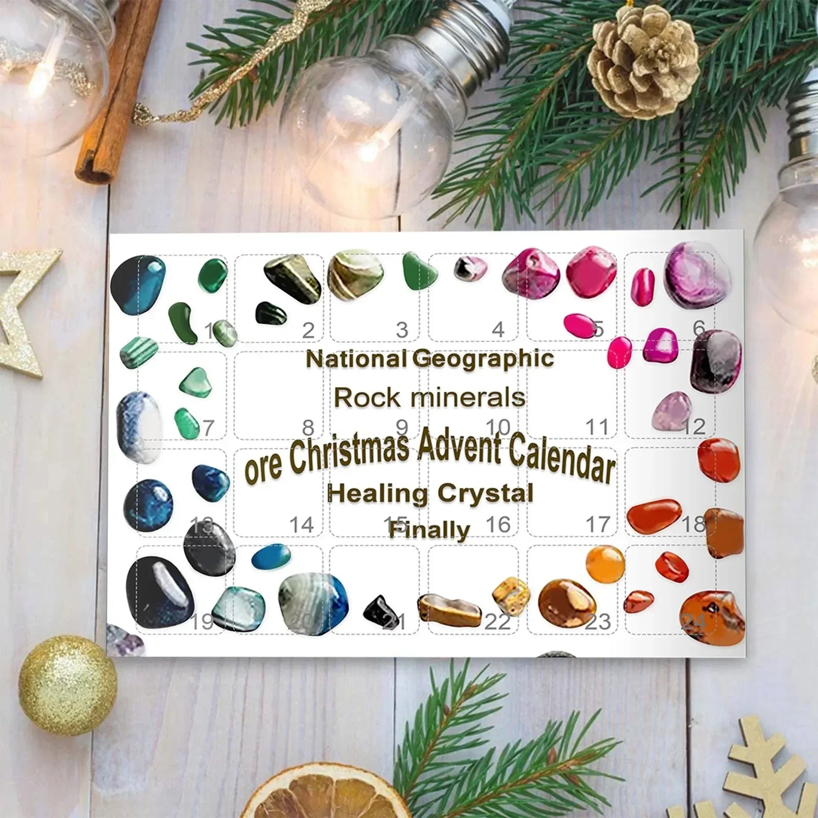 24 Days Blind Box Lattice Natural Healing Stone Green Christmas Ore