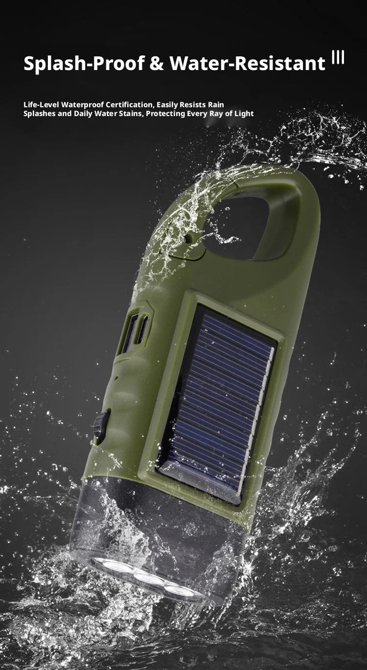 ESMARTER Solar Hand Crank LED Flashlight – Emergency Camping Torch