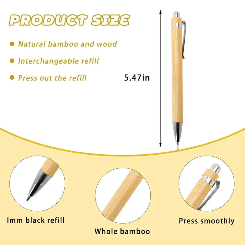 5 10 Bamboo Ballpoint Pens Ideal Office Use School Writing
