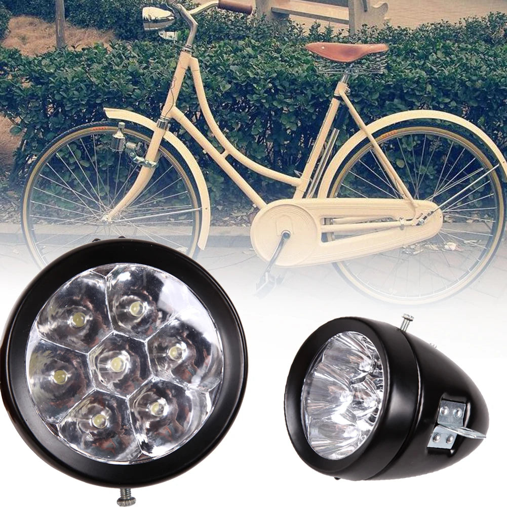 Retro Bike Front Light Lamp Accessory Vintage LED Bracket Headlight Zpaxo