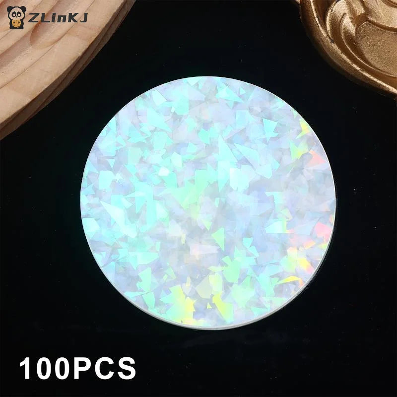 ▶100pcs 7cm/2.75in Transparent Laser Star Heart Pattern Badge Film Protective Covers for DIY Badge Maker Part Tools Zpaxo