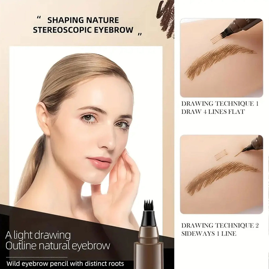 4 Point Eyebrow Pencil Enhance Waterproof Liquid Pen Natural Makeup