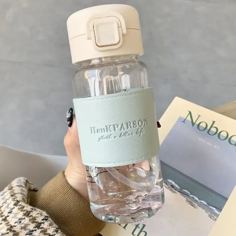 500ml BPA-Free Water Bottle with Straw & Leather Strap Reusable Water Bottle Zpaxo 500ml Light Green