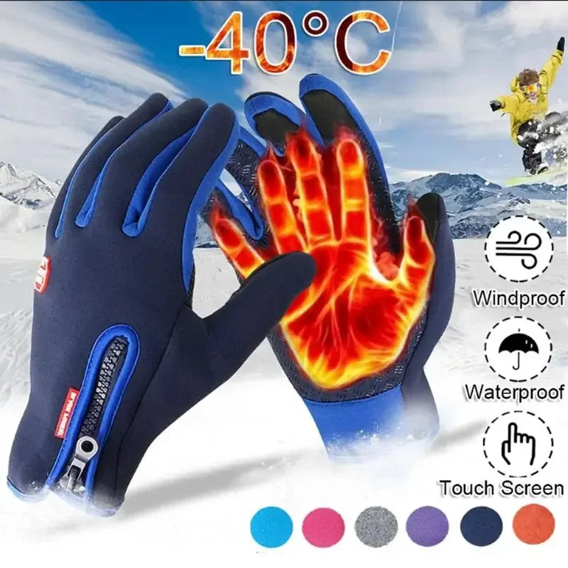 Touchscreen Fleece Warm Gloves Outdoor Cycling Driving Waterproof Cold Gloves Windproof Non Slip Womens Men Winter Ski Gloves Zpaxo