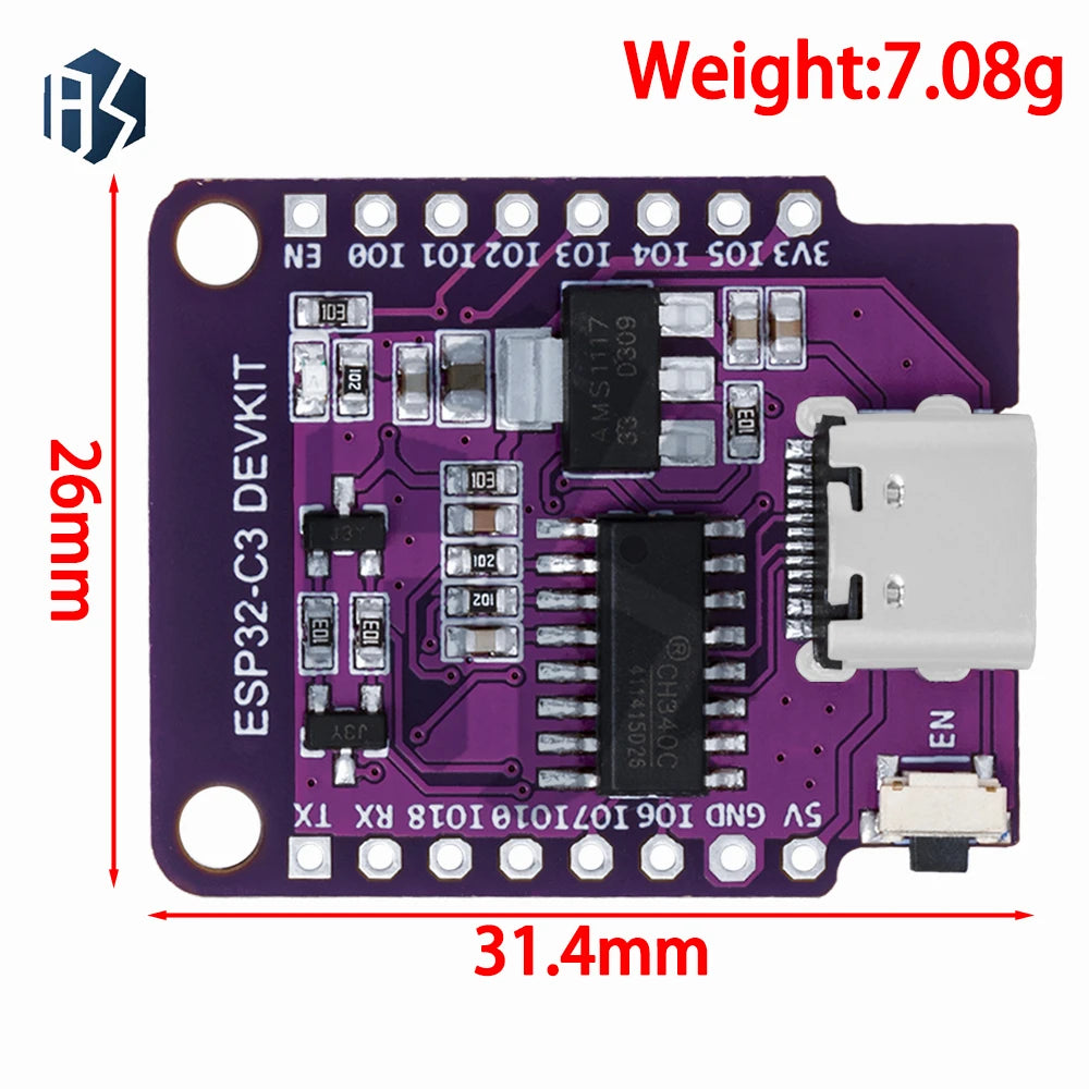 MINI ESP32-C3 Development Board with ESP32-C3-MINI-1 Module, WiFi & Bluetooth BLE 5.0 Compatible Zpaxo