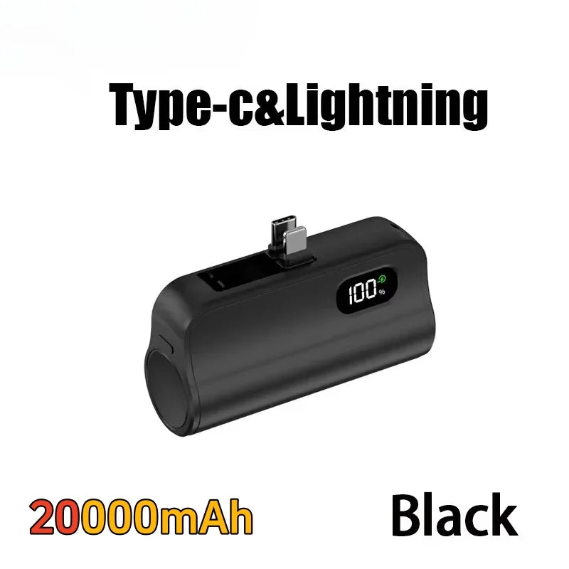Mini Capsule 50000mAh High Capacity Power Bank Portable Wireless Fast Charging External Battery For iPhone Huawei Samsung Zpaxo Black 20000mAh 30001mAh-50000mAh
