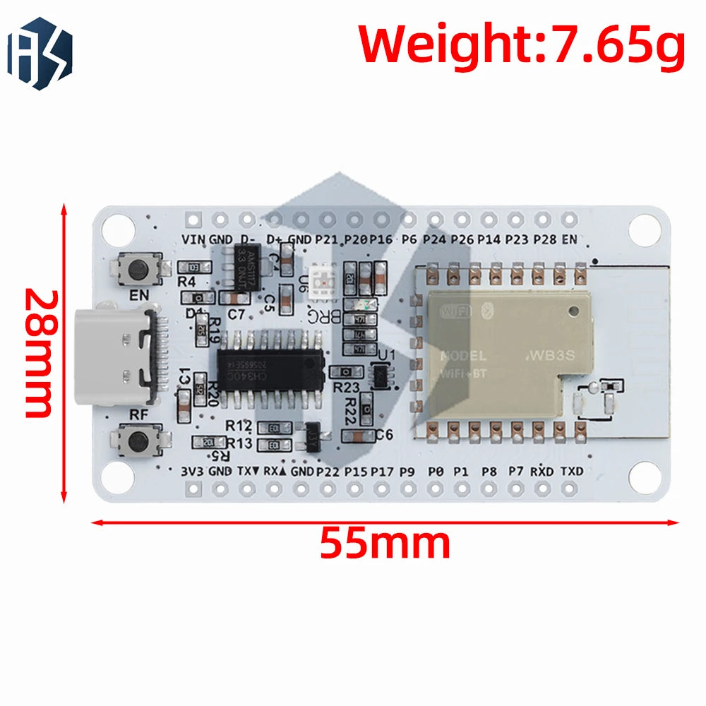 NiceMCU WB3S ch340c Development Type-c Wifi Bluetooth Module bk7238 Zpaxo