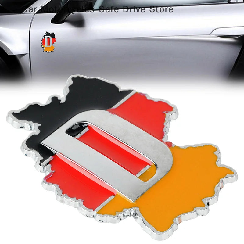 CM3D Aluminium Auto Car Emblem Germany German Flag Logo Grille Badge