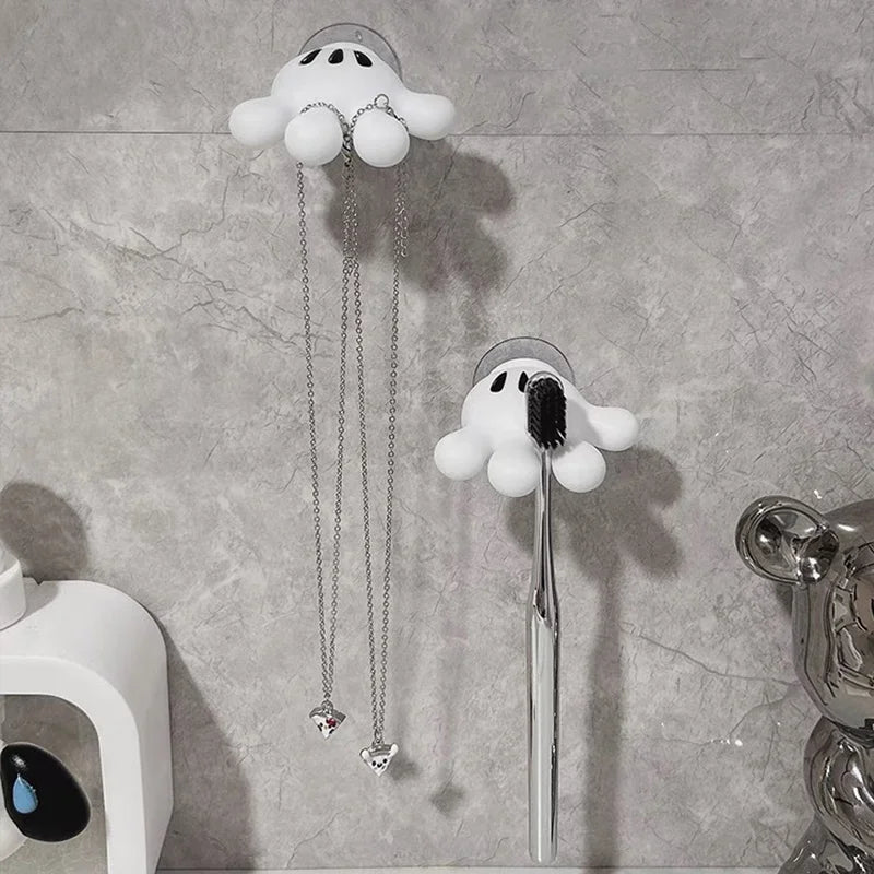Cute Cartoon Multi-Function Suction Cup Hook Toothbrush Holder Towel Hook Data Cable Winder Bathroom Traceless Organizer Zpaxo