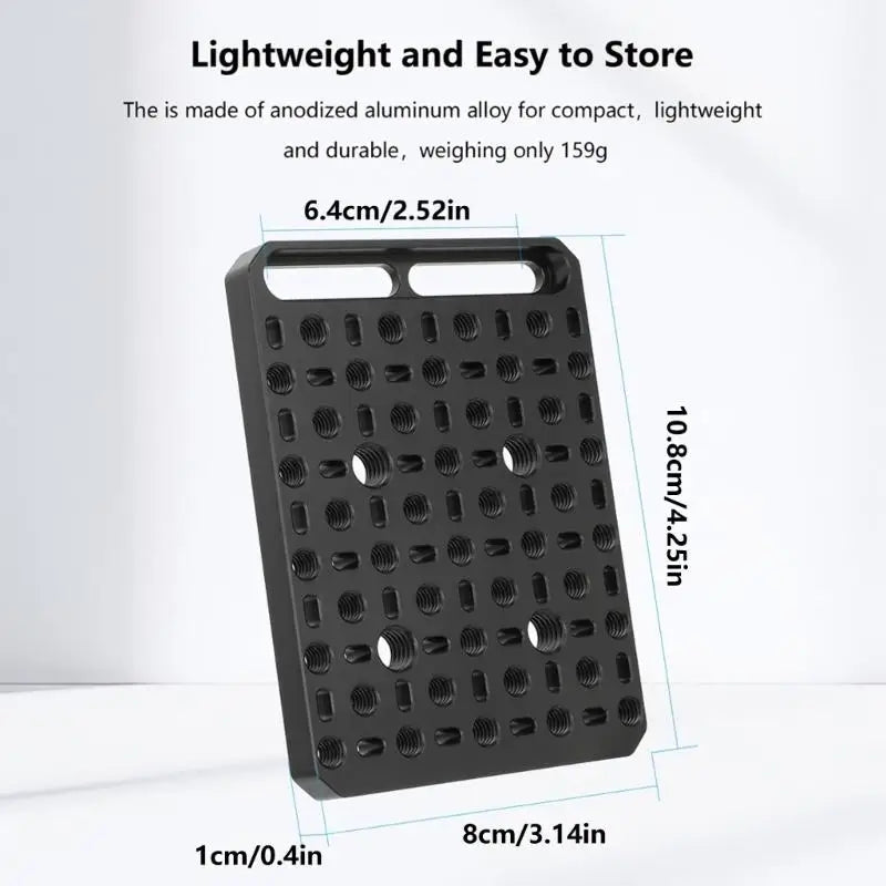 652F Aluminum Camera Cheese Plate 1/4 3/8 for Filming Accessory Mounting Use Zpaxo