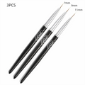 Metal Handle Nail Eyeliner Brushes 7mm/9mm/11mm Thin Design UV Gel Painting Brush Black Color Nail Art Design Brush Zpaxo 3PCS