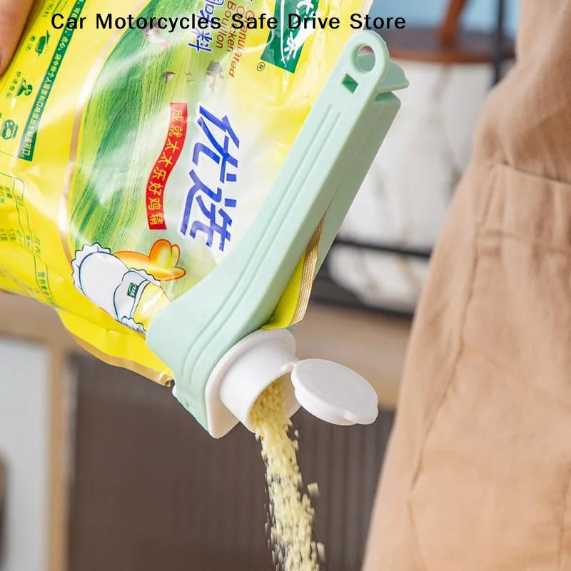 MReusable Plastic Food Bag Sealing Clip Leak Proof Pour Spout Fresh