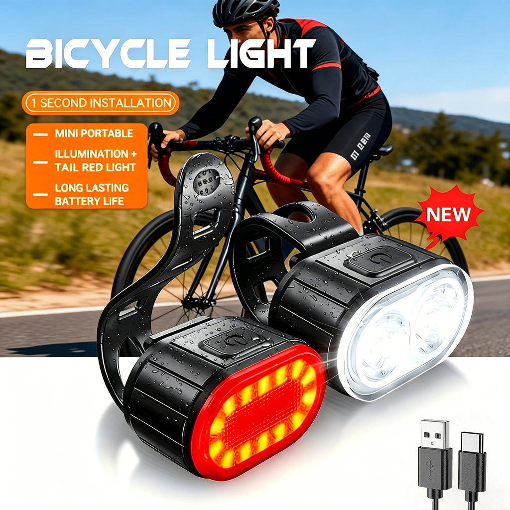 USB Rechargeable COB LED Bike Light Set – Front & Rear