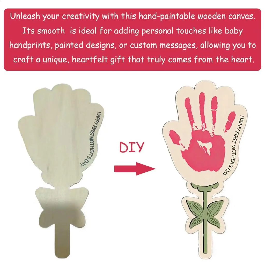 DIY Handprint Flower Craft Wooden Art Keepsake Sign Grandmother Women