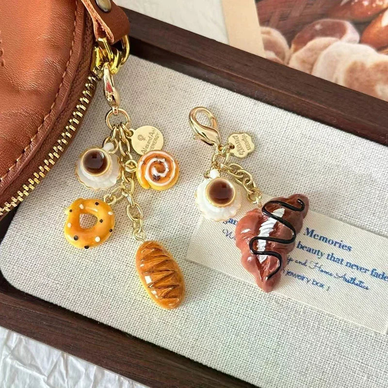 Novelty Doughnut Bread Coffee Themed Phone Charm Strap Lanyard Bag Zpaxo