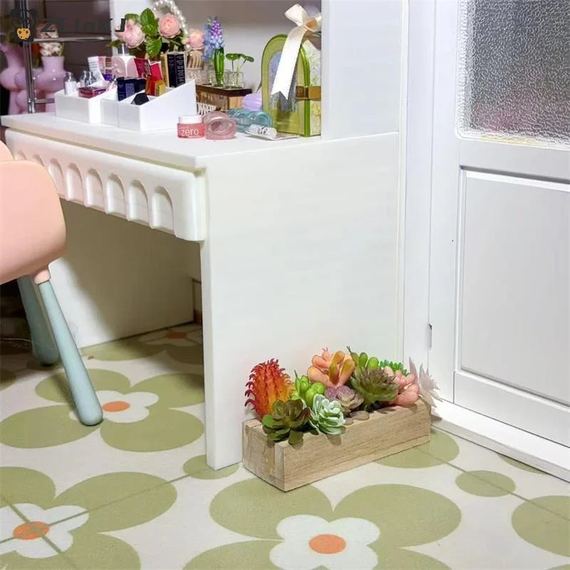 ▶1PCS Miniature Wooden Trough Simulation Green Plants Model Dollhouse Mini Landscape Garden Courtyard Scene Photography Prop Zpaxo