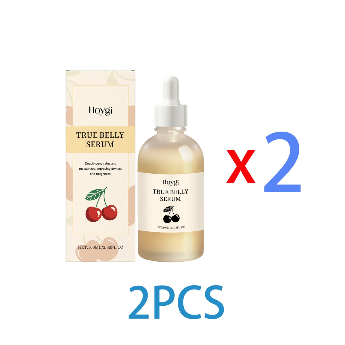 Body Care Serum with Cherry Extract Lightweight Moisturizing Serum for Dry Skin Smooth Texture and Non Greasy Absorption 100ml Zpaxo 2PCS