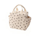 Corduroy Insulated Lunch Bag Portable Box Office Workers Students
