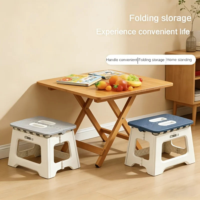 Portable Folding Stool Handles Non-slip Surface Designed Be Compact