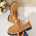Women Loafers 2025 New Thick Heel Chunky Sole Flats Shoes Comfortable Sneakers Women Spring Autumn British Style Women Shoes Zpaxo Brown 38