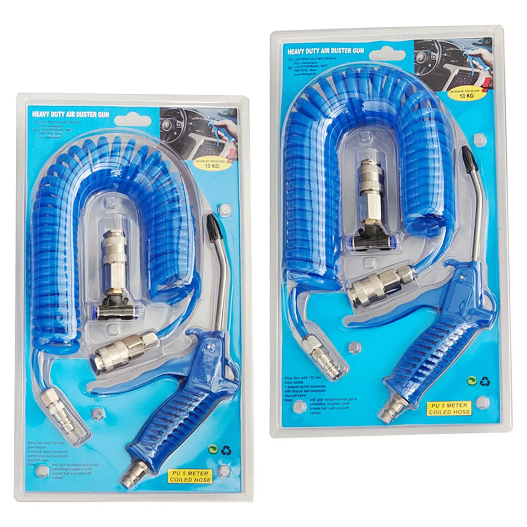 Air Blow Duster Set with 5 Meter Long Coil Pu Hose for Truck Air Compressor Dust Removal Air Duster Cleaning Nozzle Tool Zpaxo