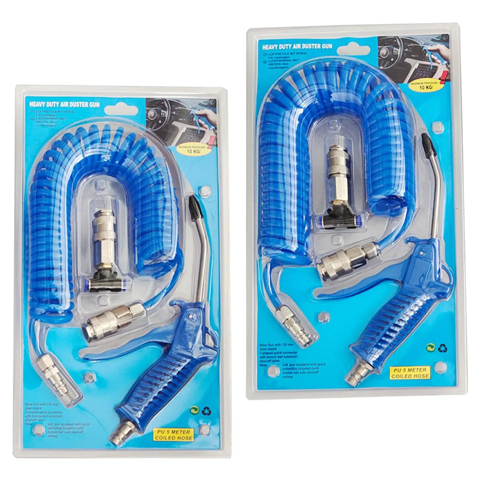 Air Blow Duster Set with 5 Meter Long Coil Pu Hose for Truck Air Compressor Dust Removal Air Duster Cleaning Nozzle Tool Zpaxo