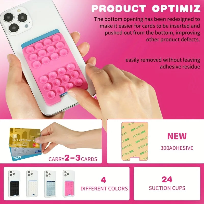 Silicone Suction Cup Phone Holder & Card Wallet | Selfie Grip