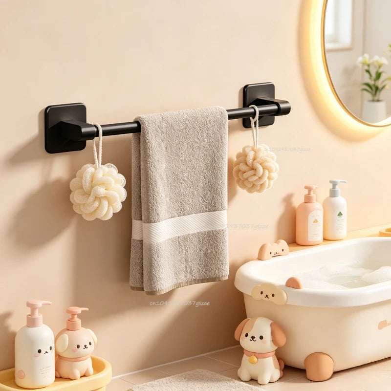 Wall Mounted Towel Rack Bathroom Storage Rack No Drilling Bathroom Horizontal Bar Towel Rack Kitchen Bathroom Accessories Zpaxo