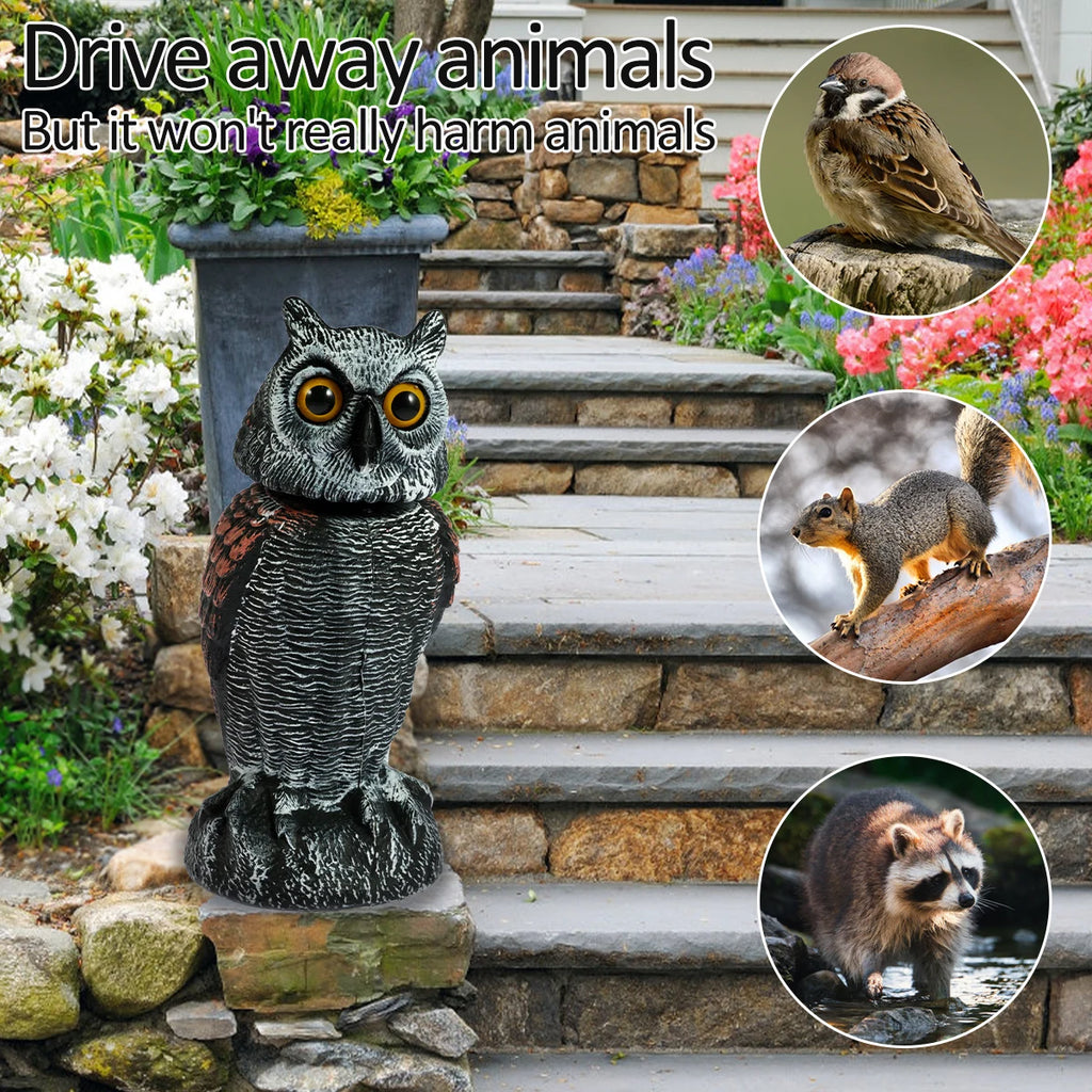 Fake Owls Scare Birds with 360° Swivel Head Waterproof Fake Owl Repellent Pest Control Scarecrow for Outdoor Garden Yard Indoor Zpaxo