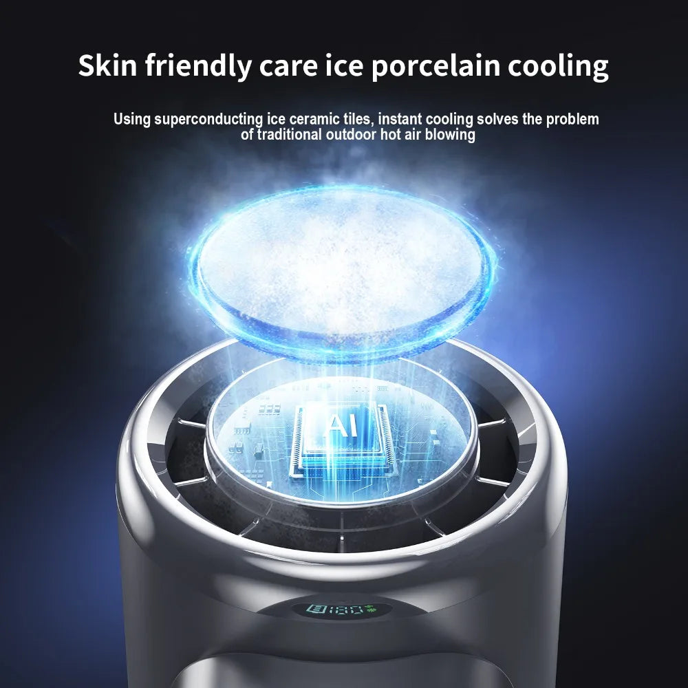 5200 mAh Ice compress cooling fan handheld fans USB Rechargeable portable mini fan Double Folding Fan For Travel Camping Outdoor Zpaxo