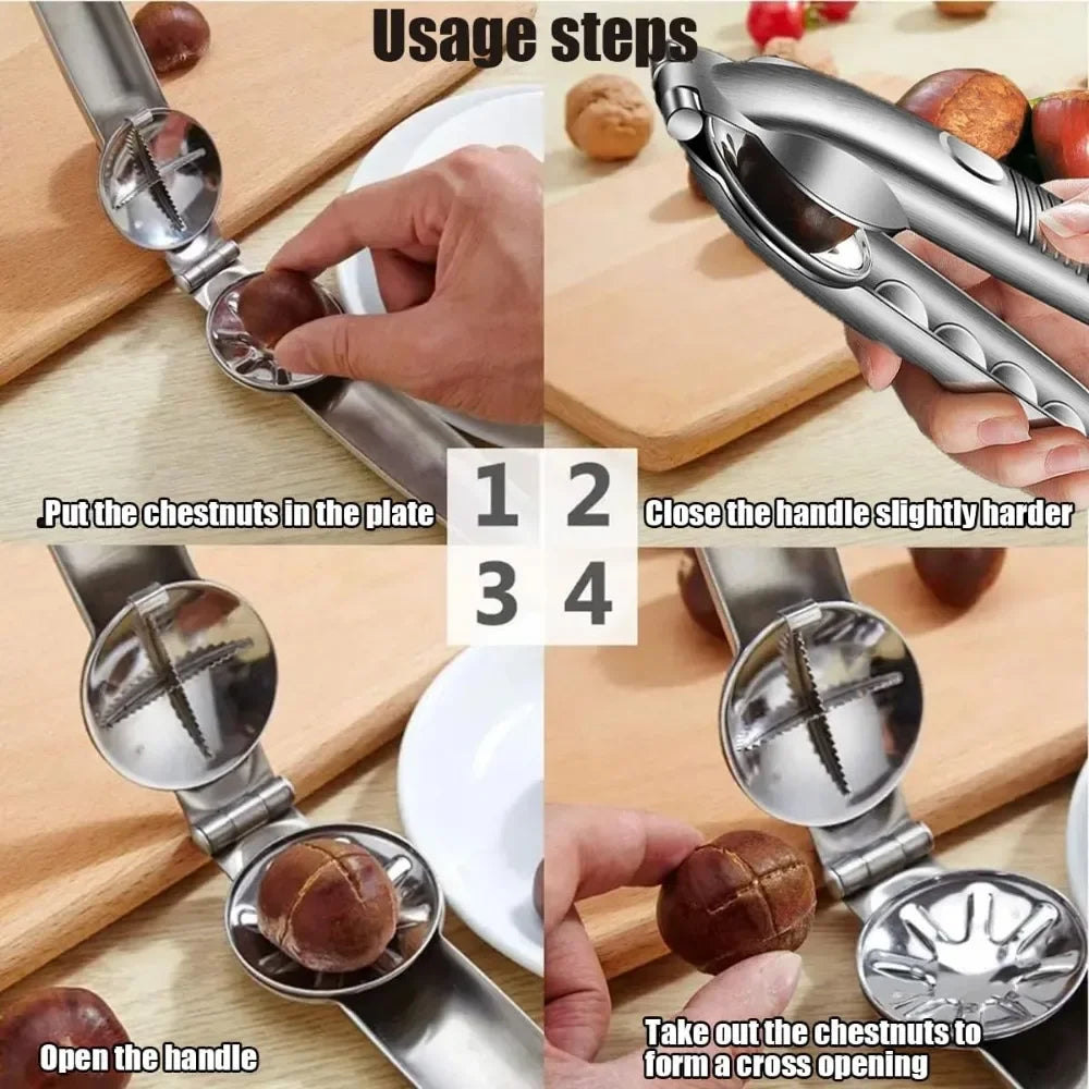 Stainless Steel Chestnut Nutcracker & Walnut Cracker Tool Nut Cracker Tool Zpaxo