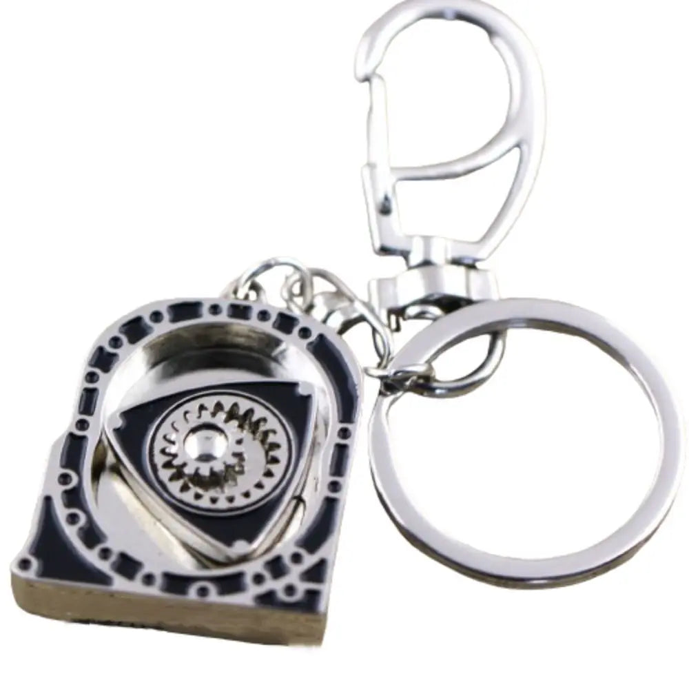 Zinc Alloy Spinning Rotor Keychain Mechanical Smooth Automotive Engine Rotary Keyring High Playability Creative Zpaxo silver