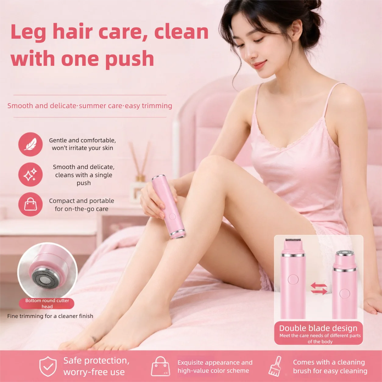 Dual Head Shaving Device Private Areas Designed As Women's Trimming