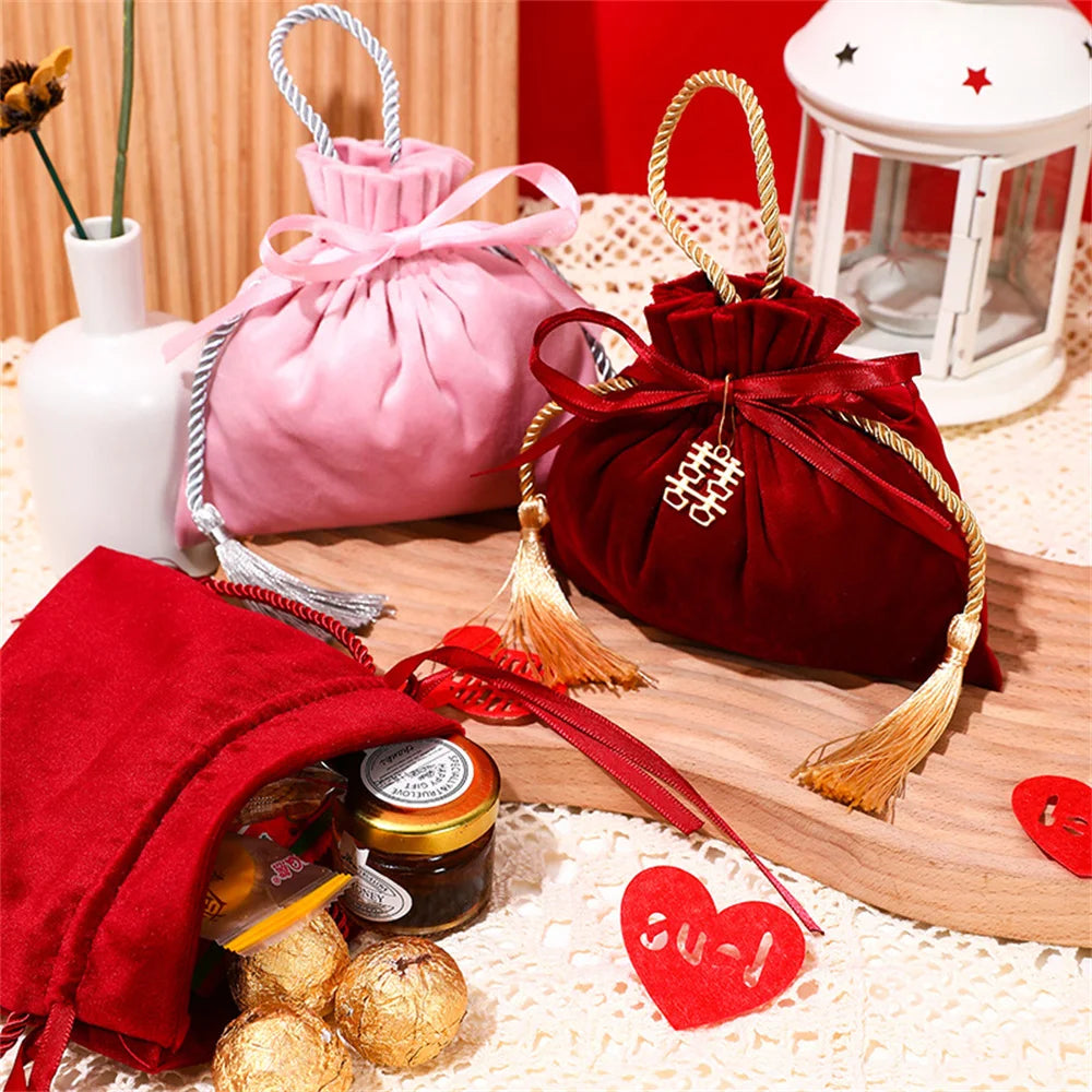 Velvet Drawstring Gift Bag – Wedding Party Candy Favour Pouch