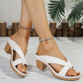 Women's Slippers Summer Fashion Solid Open Toe Sandals Women Heels Zpaxo WHITE 43
