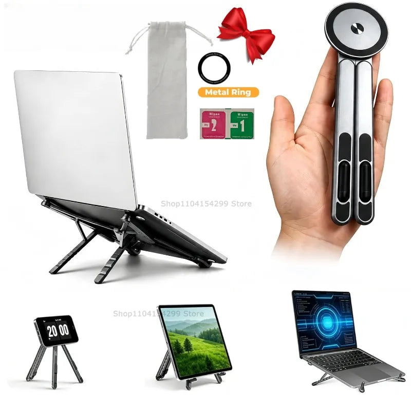 Portable Magnetic Phone Holder & Selfie Stick 3-in-1 Foldable Tripod Stand for IPhone IPad Tablet Laptop Desktop Use Zpaxo