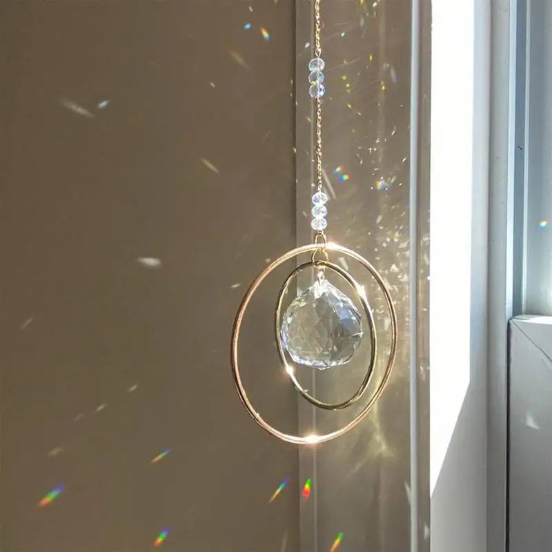 Suncatcher Hanging Crystal Moon Catcher Pendants Wind Chimes Rainbow Prism Window Drop Bell Christmas Tree Home Decor Zpaxo