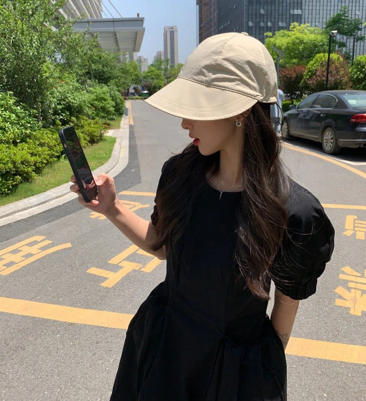 High quality summer solid color sun hat with face covering sun protection duck tongue fisherman hat outdoor sports women's hat Zpaxo