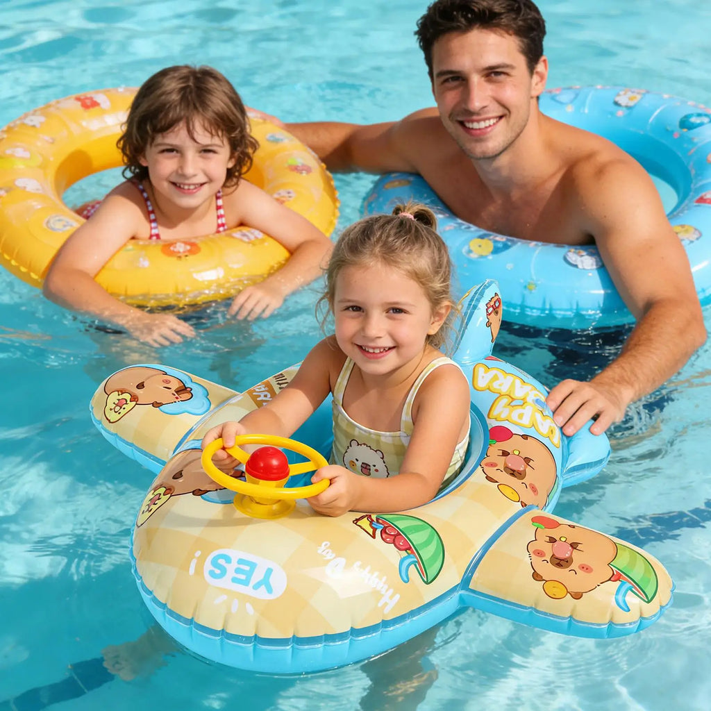 Inflatable Pool Floats Cartoon Capybara Floating Rafts Kids Thickened Animal Pool Float Seat For Children Summer Party Lake Zpaxo